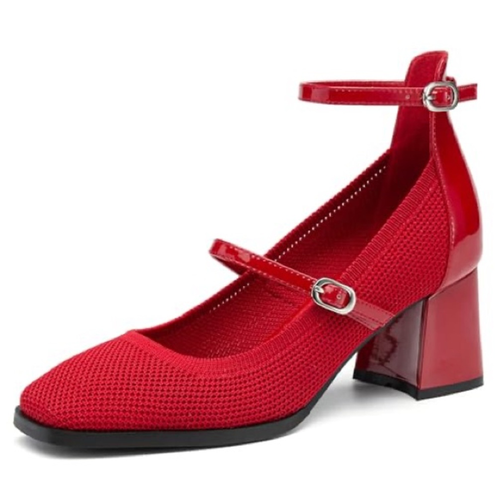 Chic Red Women's Block Heel Sandals
